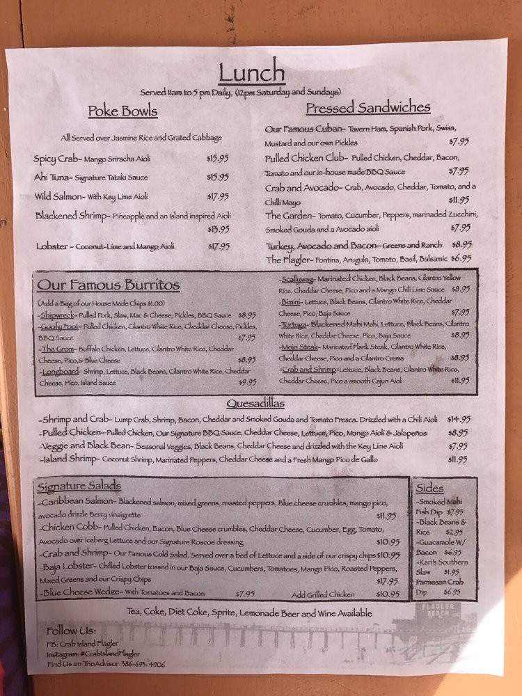 Crab Island Flagler - Flagler Beach, FL menu_pic