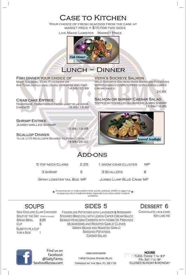 Salty Farms Seafood Restaurant - Ormond Beach, FL menu_pic