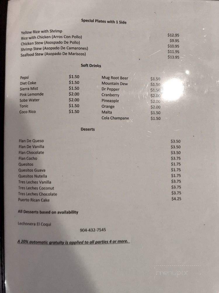 Lechonera El Coqui - Jacksonville, FL menu_pic
