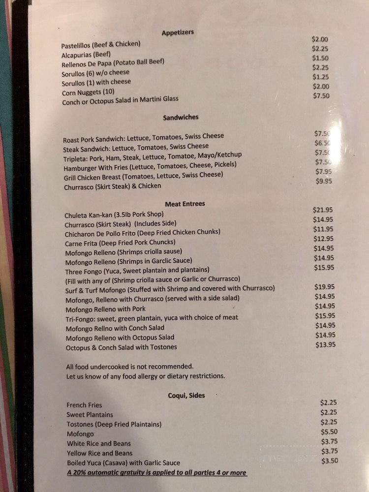 Lechonera El Coqui - Jacksonville, FL menu_pic