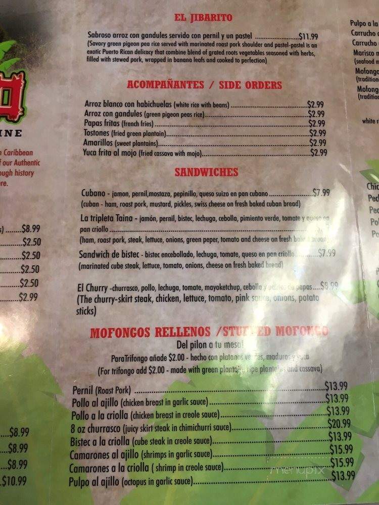 El Taino Bar And Restaurant - Jacksonville, FL menu_pic
