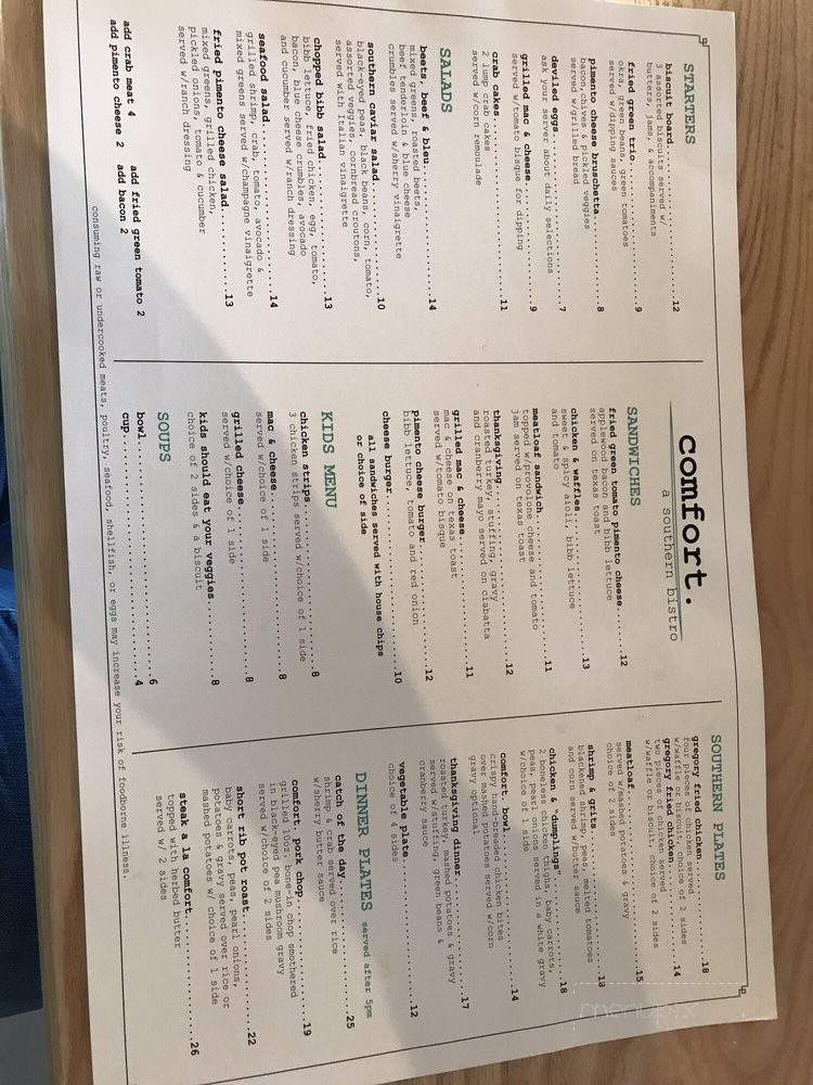 Comfort. a Southern Bistro - Jacksonville, FL menu_pic