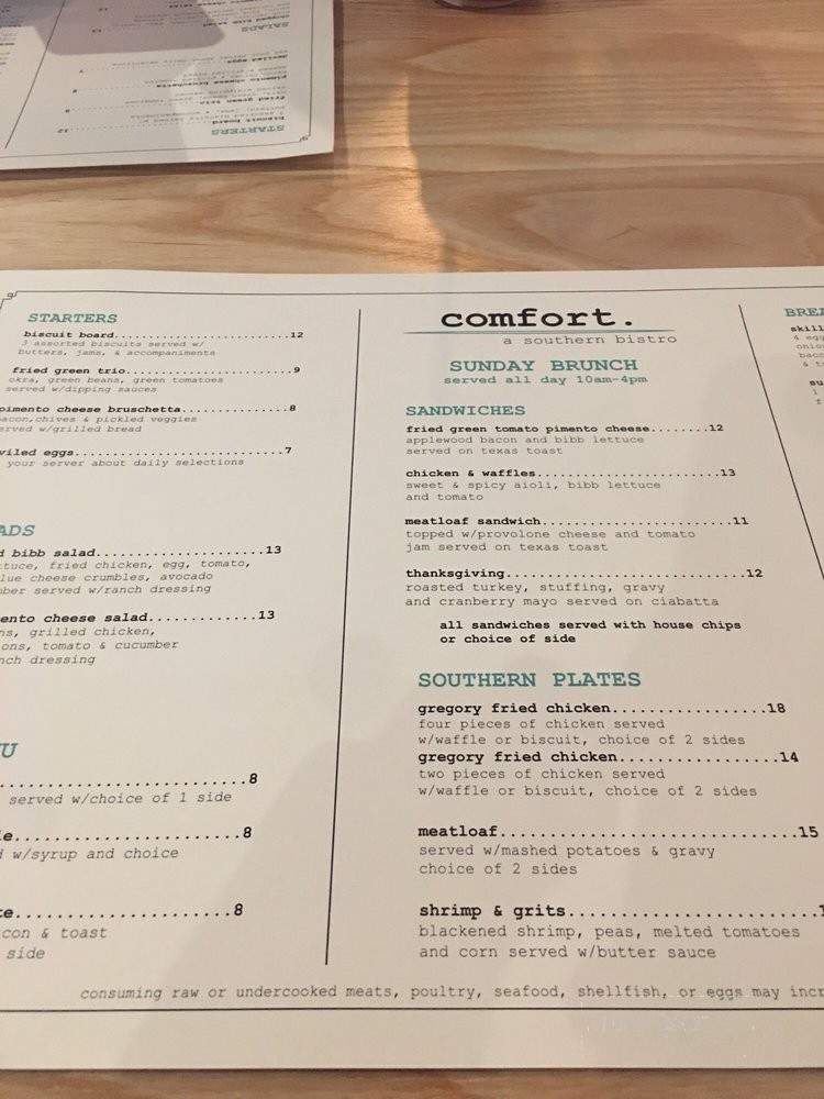 Comfort. a Southern Bistro - Jacksonville, FL menu_pic