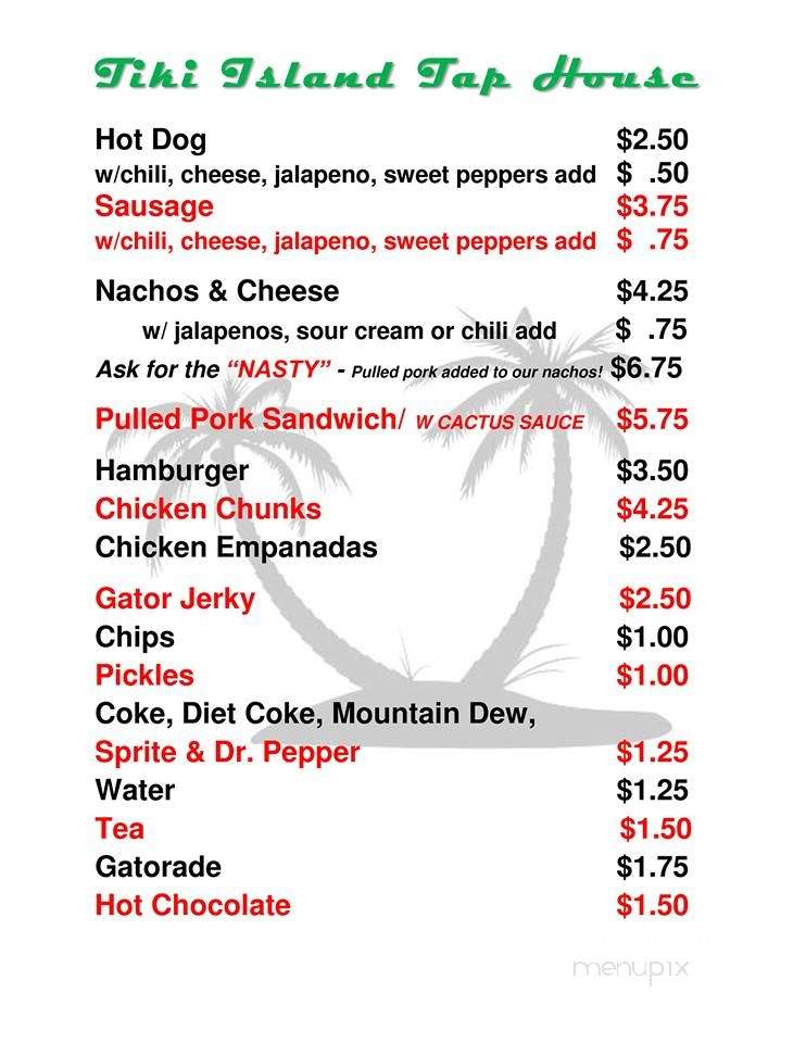 Tiki Island Tap House - Jacksonville, FL menu_pic