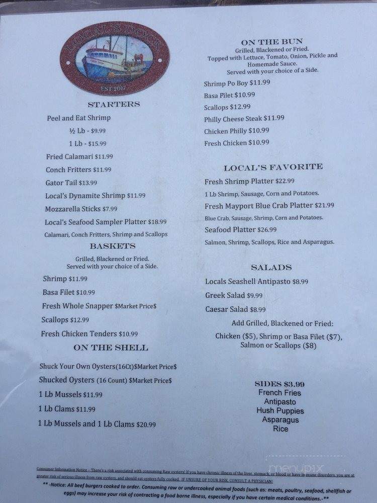 Locals Dock - Jacksonville Beach, FL menu_pic