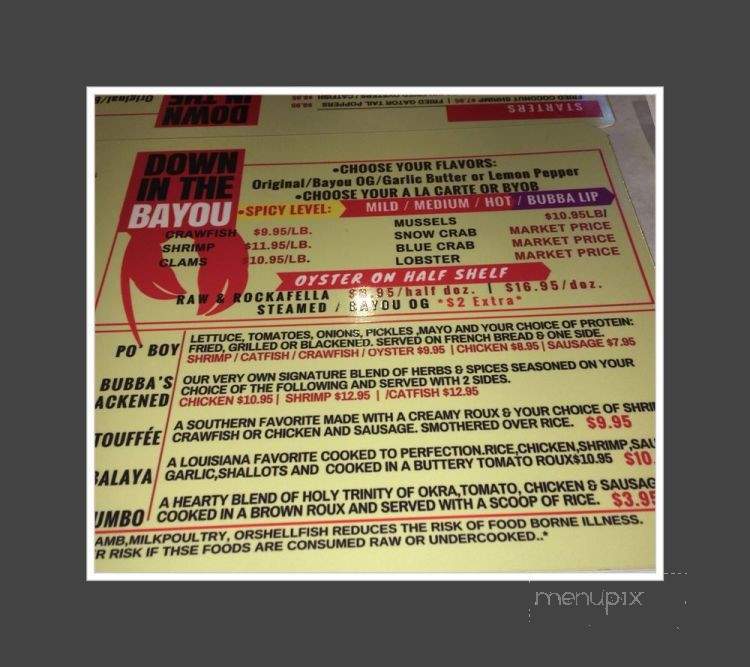 Bayou Boil - Jacksonville, FL menu_pic