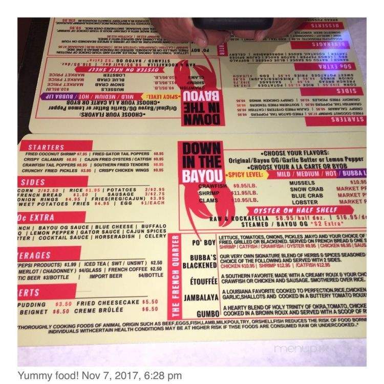 Bayou Boil - Jacksonville, FL menu_pic