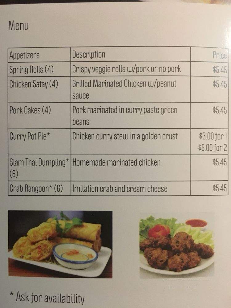 Siam Thai Express - Panama City, FL menu_pic
