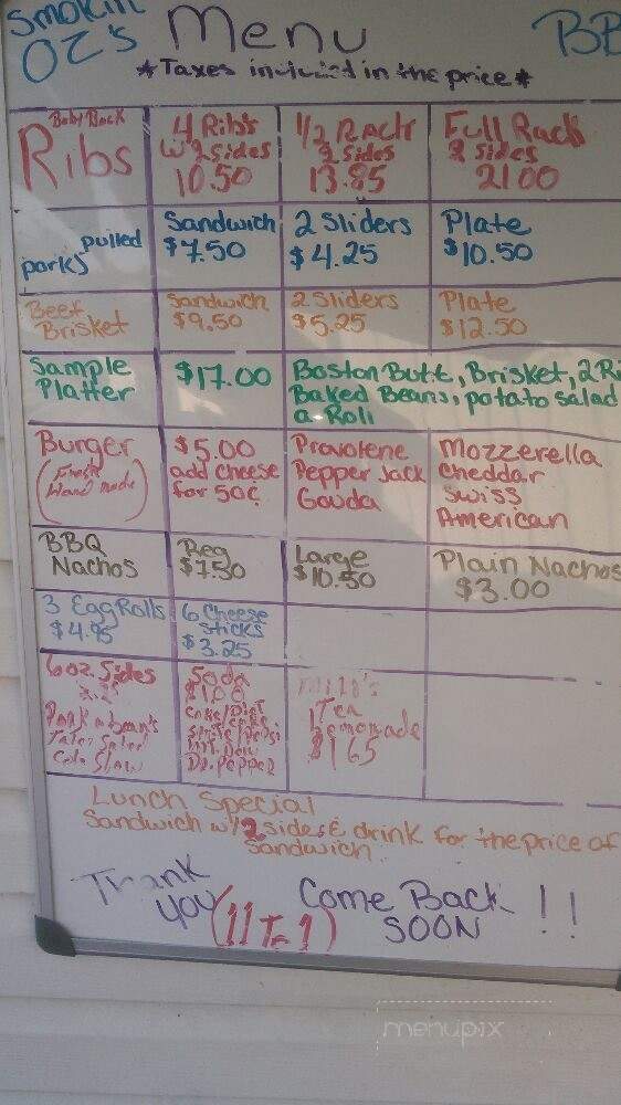 Smok'n Oz BBQ - Panama City, FL menu_pic