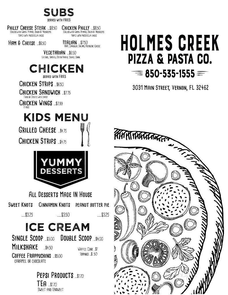 Holmes Creek Pizza And Pasta Company - Vernon, FL menu_pic