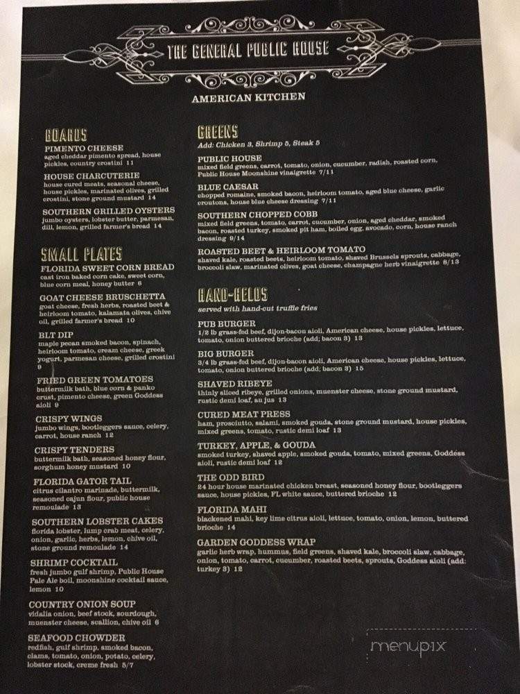 General Public House - Winter Springs, FL menu_pic