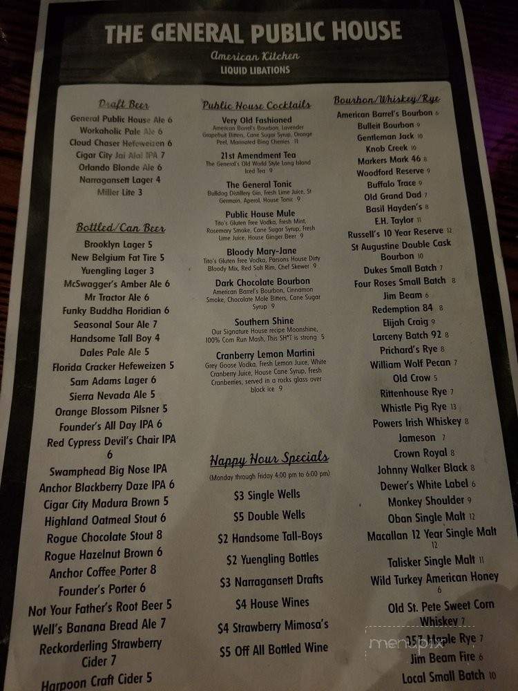 General Public House - Winter Springs, FL menu_pic