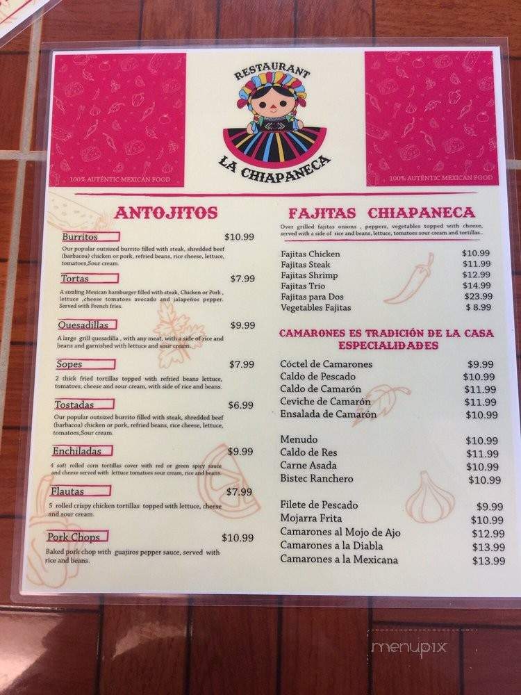 La Chiapaneca - Eustis, FL menu_pic