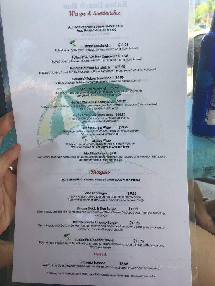 Kalua Hale Beachbar - Tavares, FL menu_pic