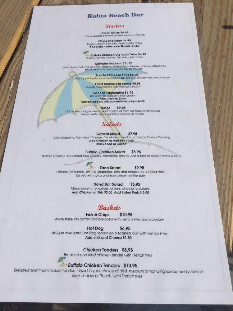 Kalua Hale Beachbar - Tavares, FL menu_pic