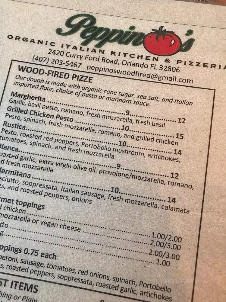 Peppino's Organic Italian Kitchen & Pizzeria - Orlando, FL menu_pic