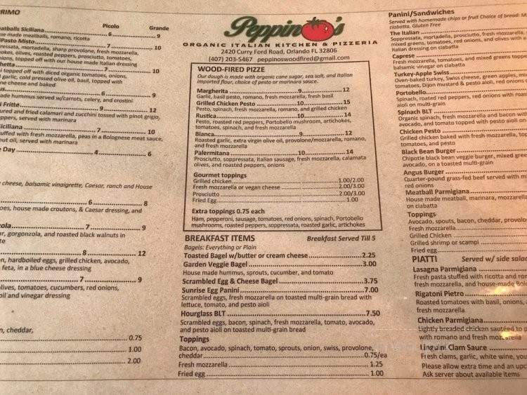 Peppino's Organic Italian Kitchen & Pizzeria - Orlando, FL menu_pic