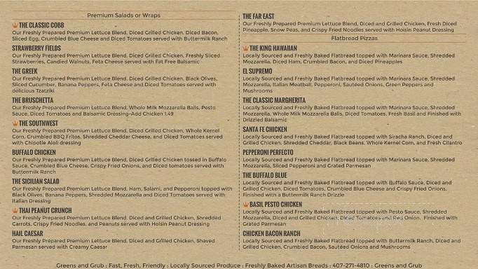 Greens & Grub - Orlando, FL menu_pic