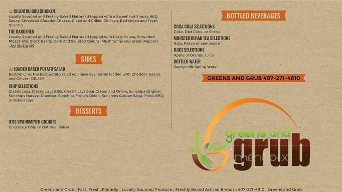 Greens & Grub - Orlando, FL menu_pic