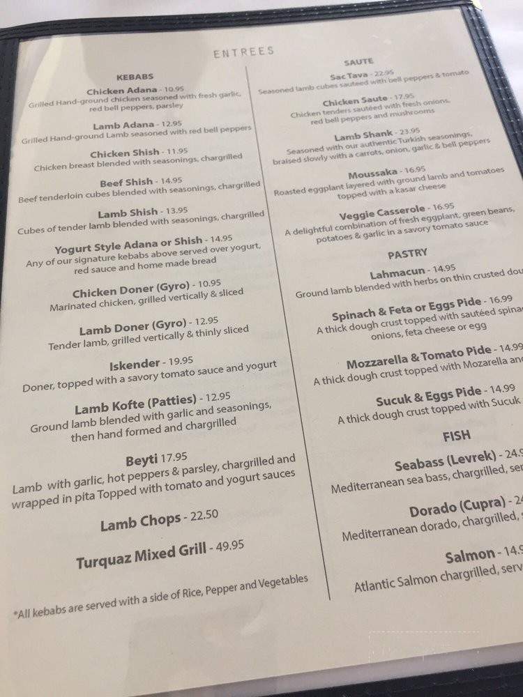 Turquaz Turkish Cuisine & Hookah Bar - Orlando, FL menu_pic