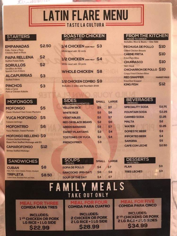 Latin Flare - Orlando, FL menu_pic
