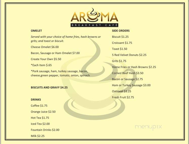 Aroma Breakfast Cafe - Melbourne, FL menu_pic