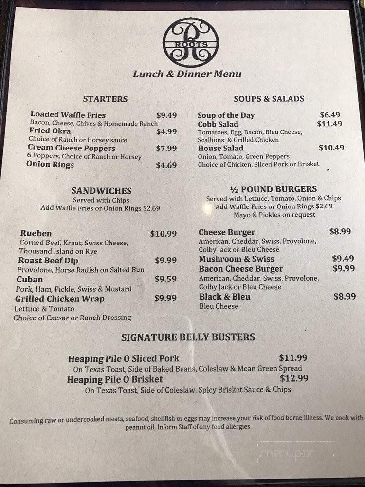 The Roots Restaurant Tavern - Melbourne, FL menu_pic
