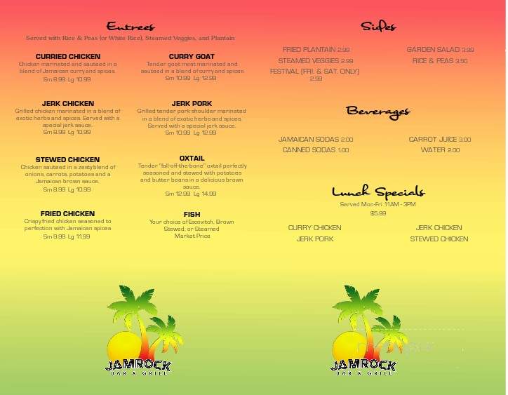 JamRock Bar & Grill - Palm Bay, FL menu_pic