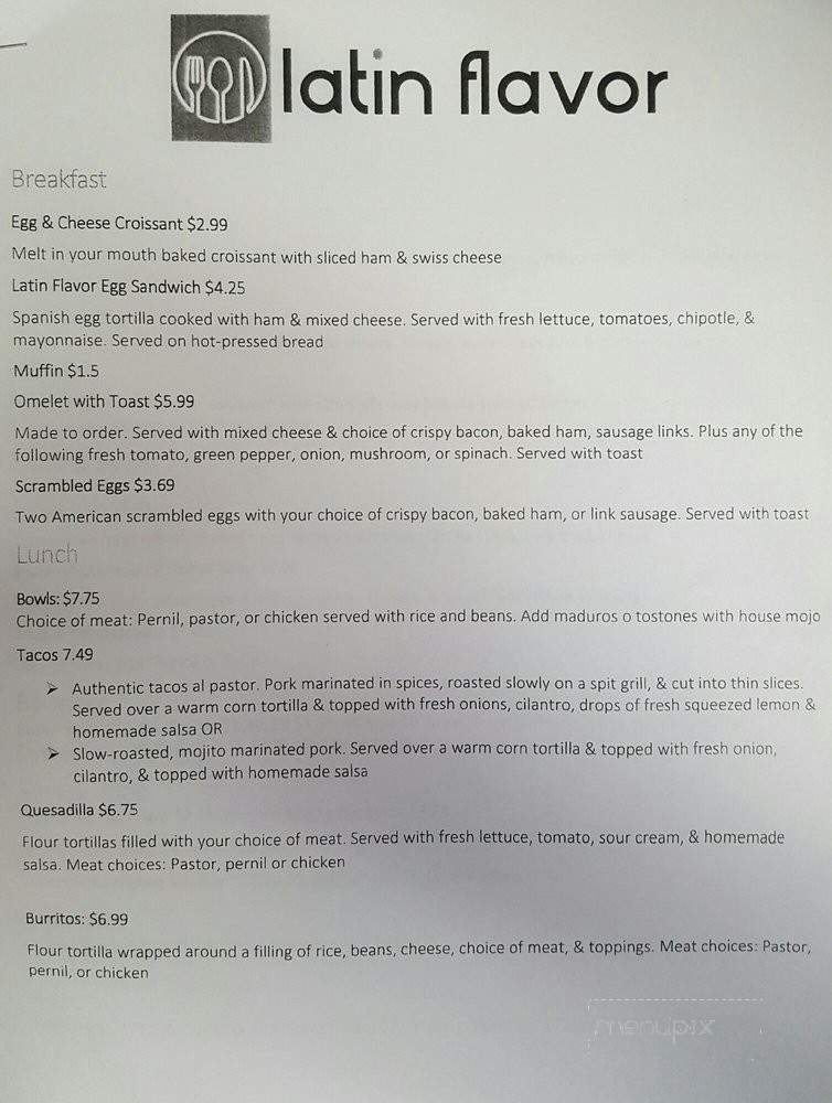 Latin Flavor Restaurant - Melbourne, FL menu_pic