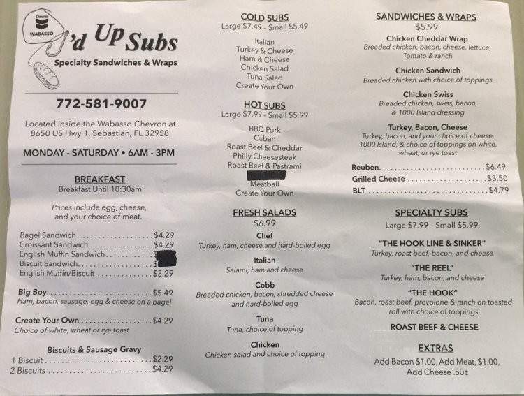 Hooked Up Subs - Sebastian, FL menu_pic