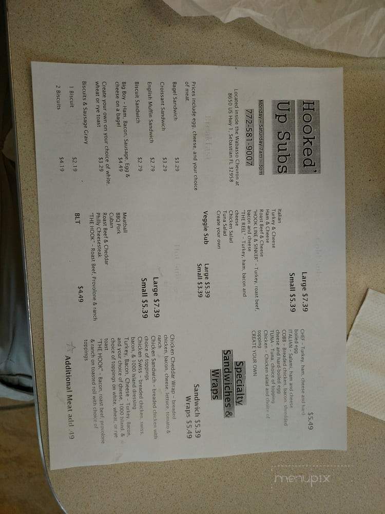 Hooked Up Subs - Sebastian, FL menu_pic