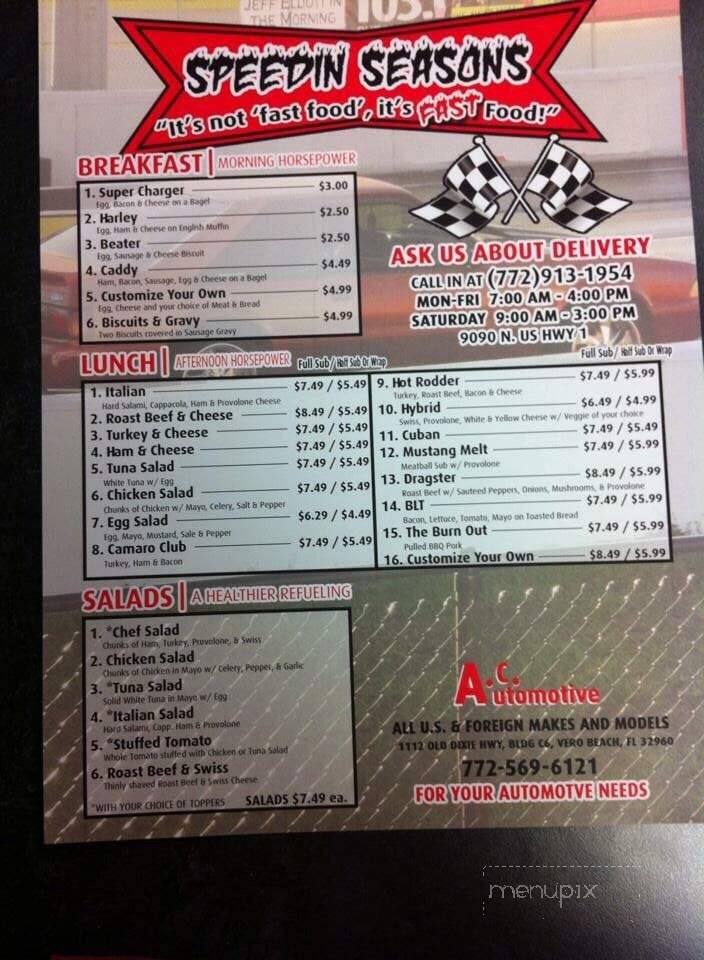 Speedin Seasons - Sebastian, FL menu_pic