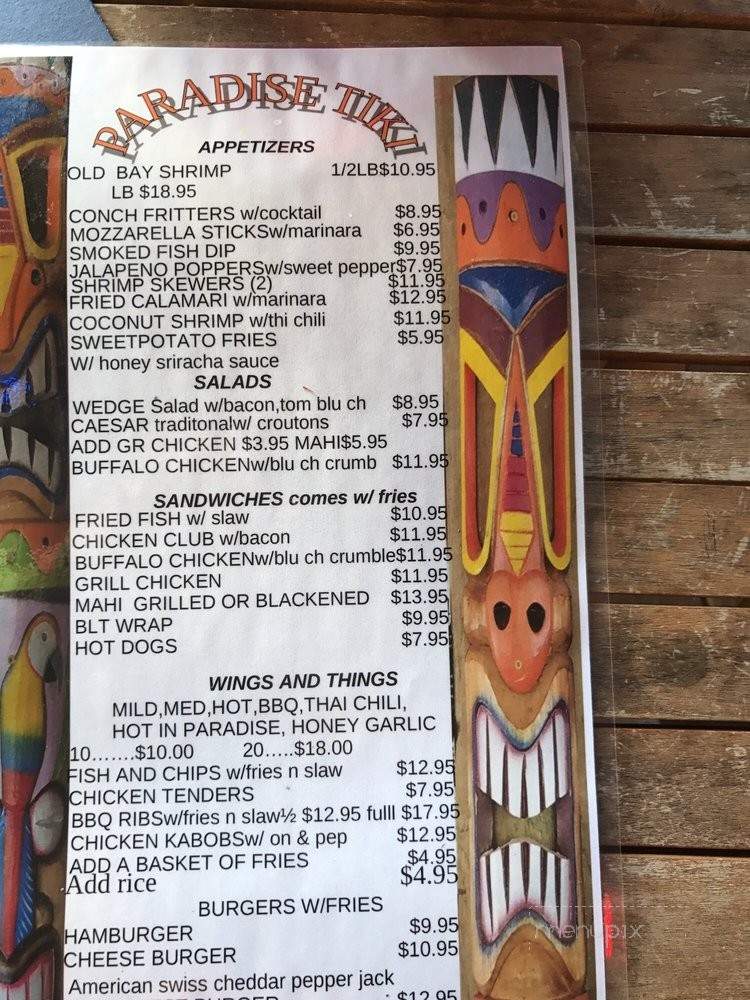 Menu of Paradise Tiki Bar & Grill in Dania Beach, FL 33004