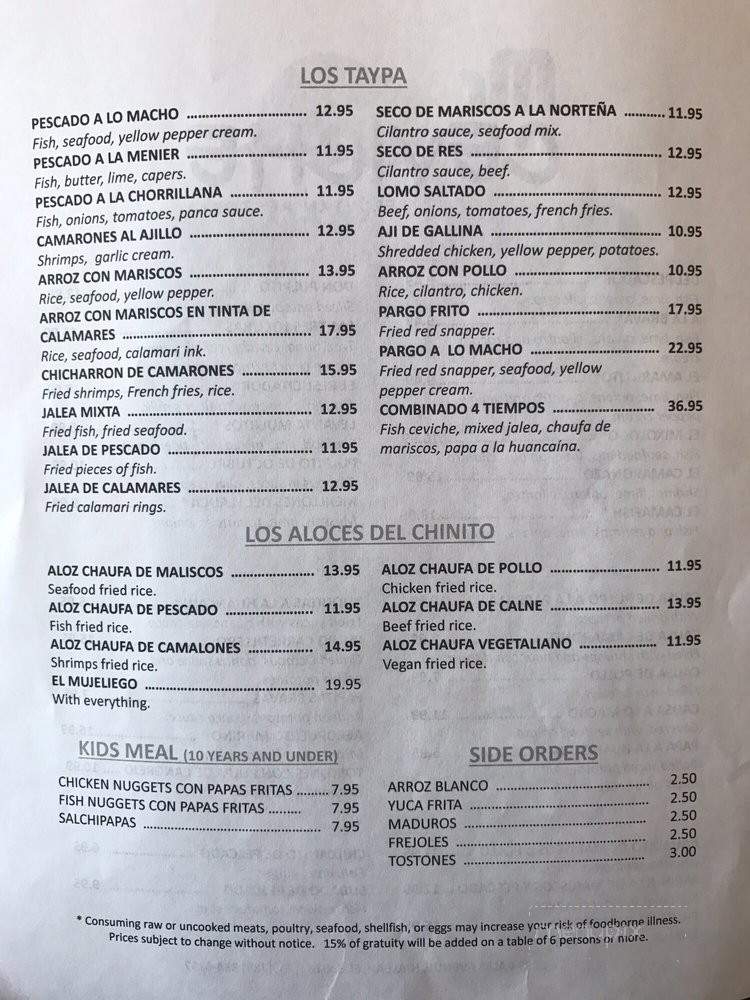 Mr. Ceviche Peruvian Restobar - Hialeah, FL menu_pic