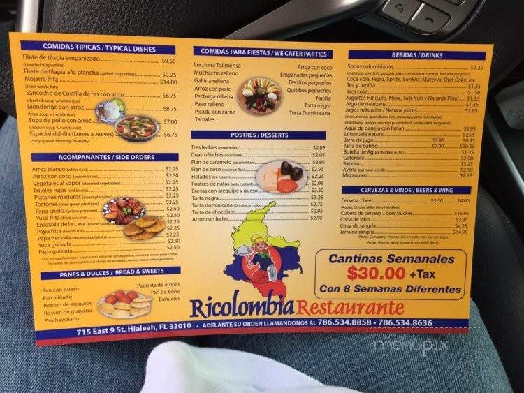 Ricolombia - Hialeah, FL menu_pic