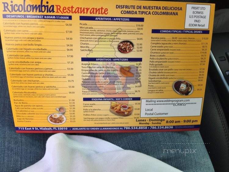 Ricolombia - Hialeah, FL menu_pic