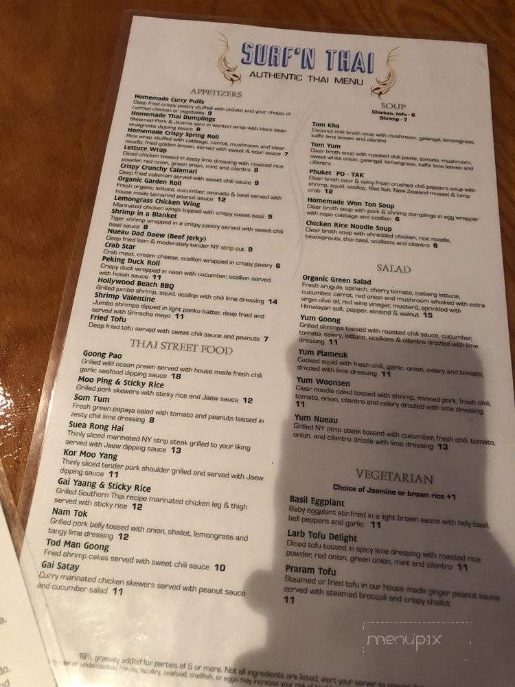 Surf'n Thai - Hollywood, FL menu_pic