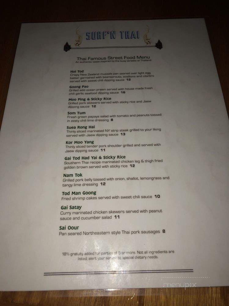 Surf'n Thai - Hollywood, FL menu_pic