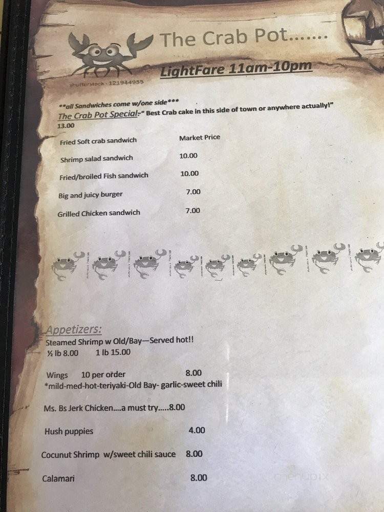 The Crab Pot Bar and Grill - Hollywood, FL menu_pic