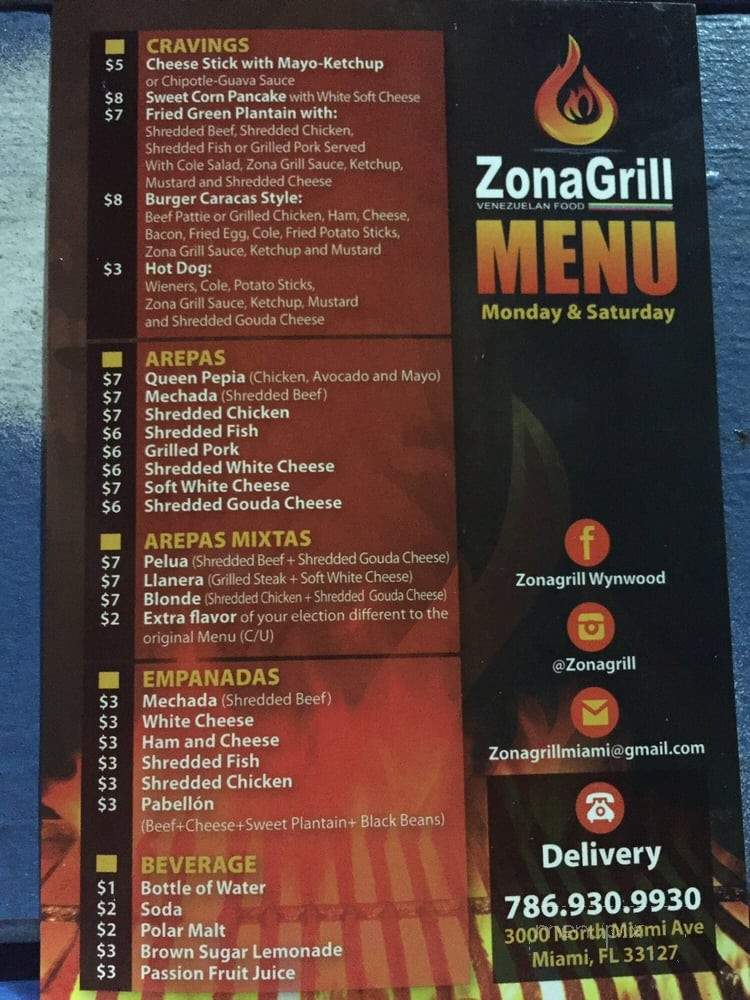 Zona Grill Food Truck - Miami, FL menu_pic