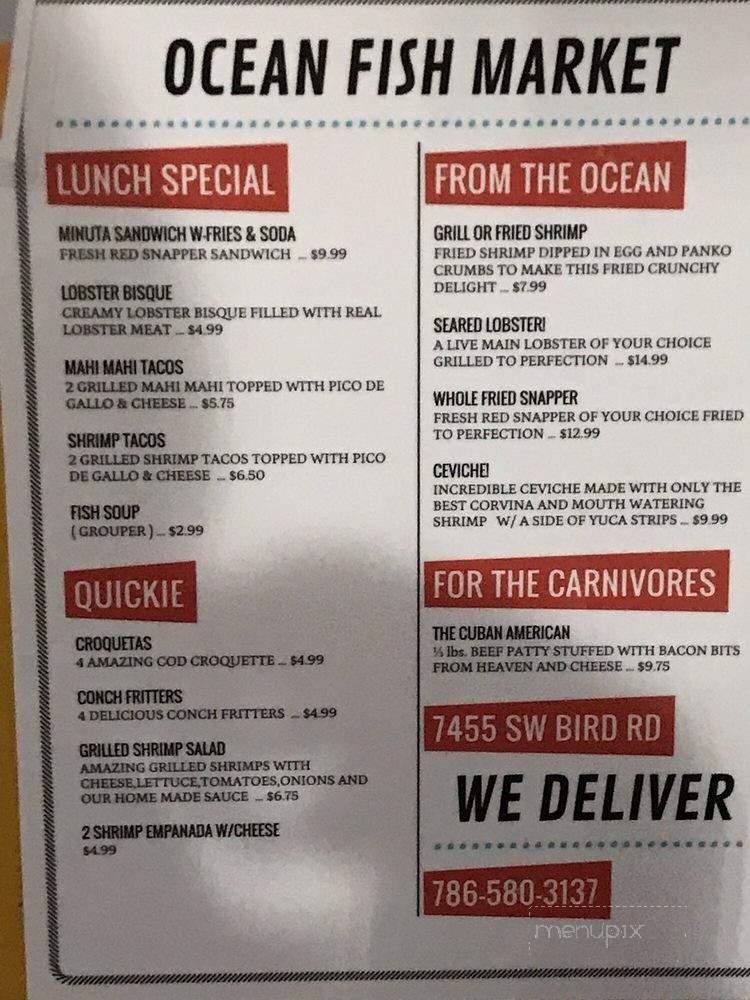 Ocean Fish Market - Miami, FL menu_pic