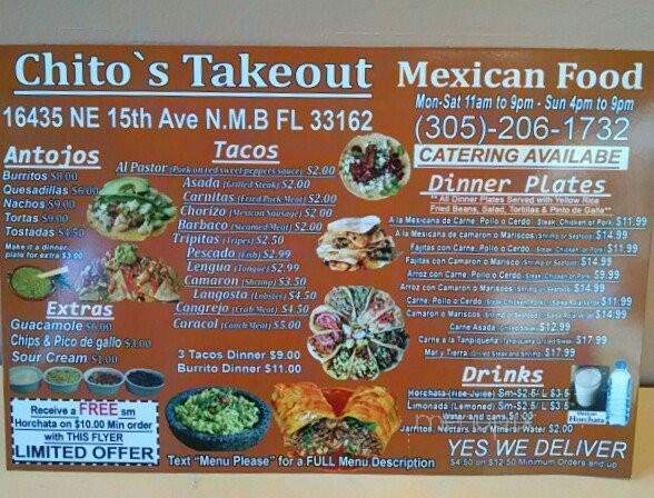 Chitos Takeout - North Miami Beach, FL menu_pic