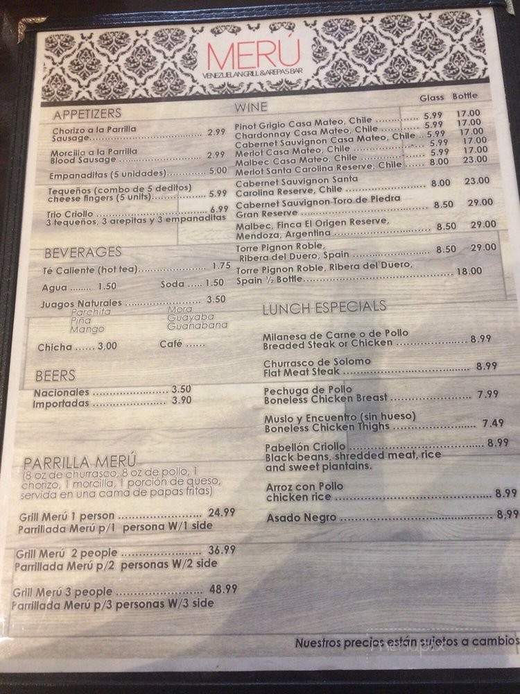 Meru Venezuelan Grill & Arepas Bar - Miami, FL menu_pic