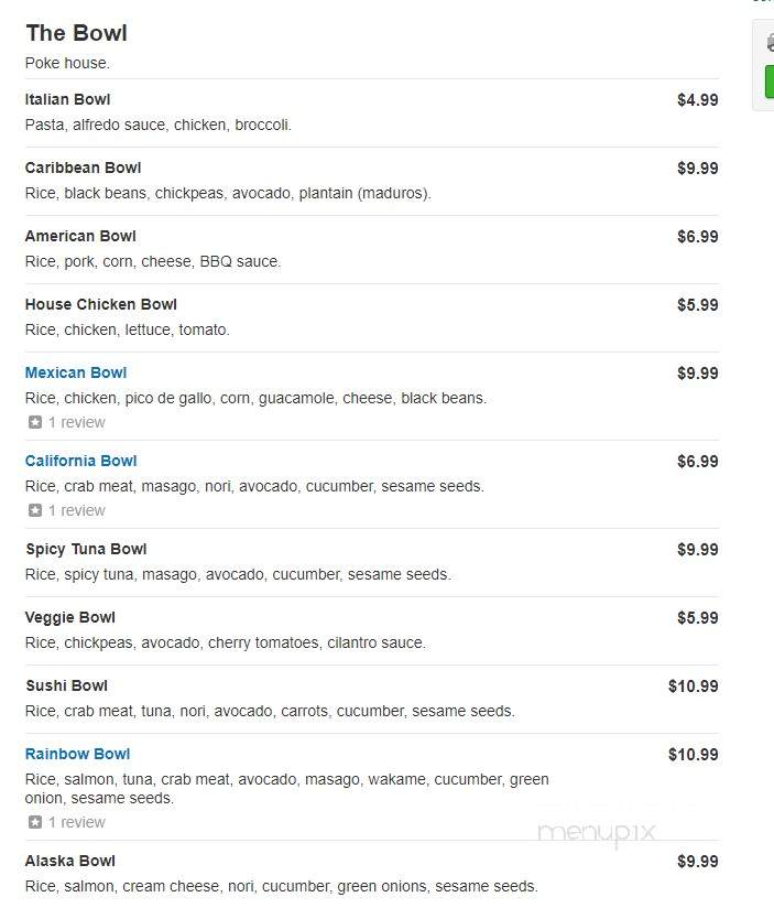 The Bowl - Doral, FL menu_pic