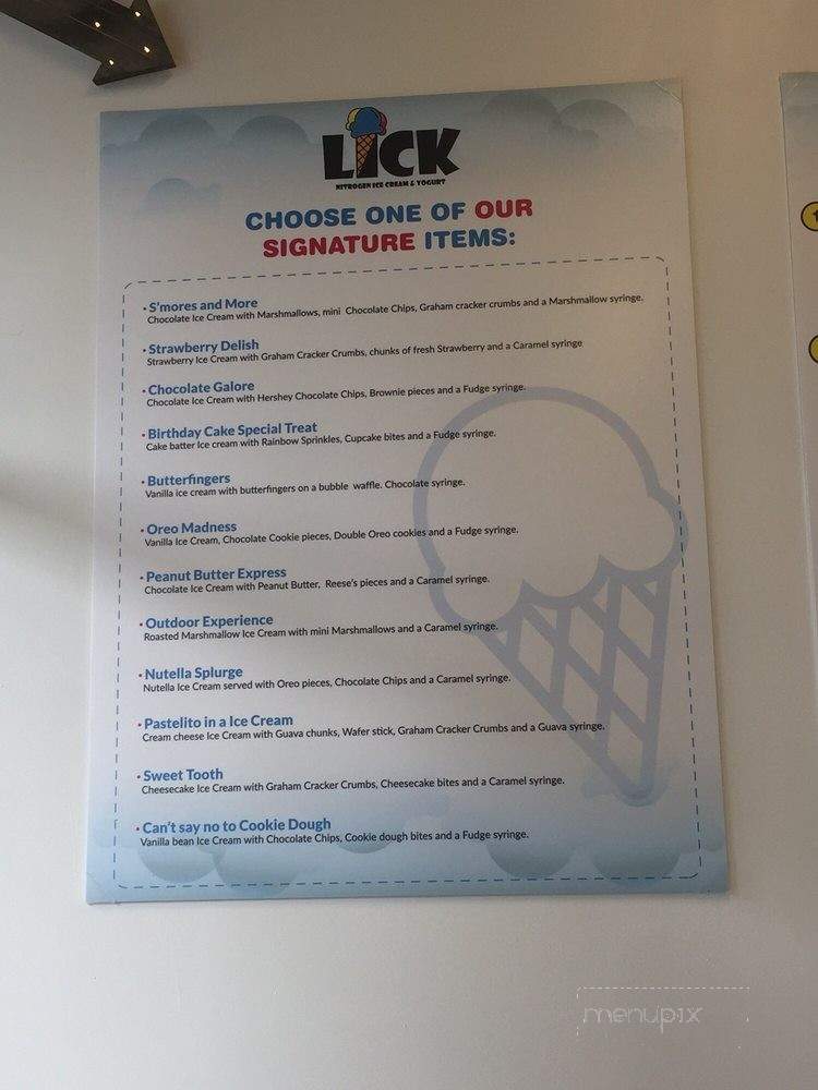 LICK Nitrogen Ice Cream & Yougurt - Miami, FL menu_pic