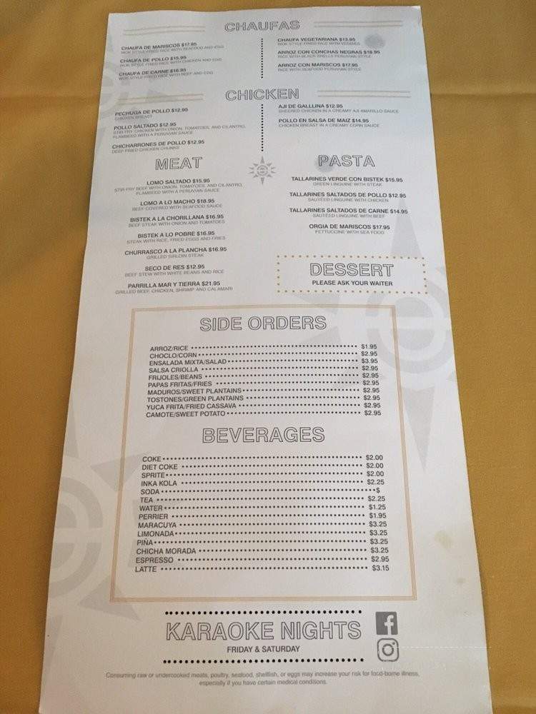Peruvian Taste Fusion - Miami, FL menu_pic