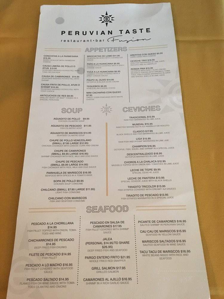 Peruvian Taste Fusion - Miami, FL menu_pic