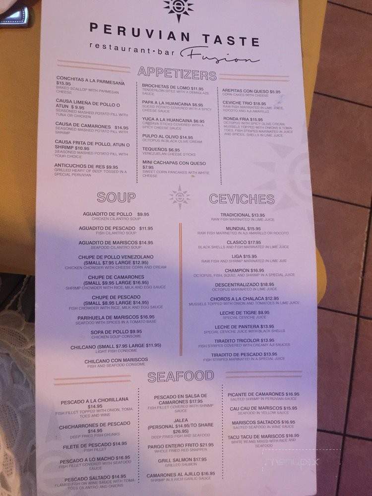 Peruvian Taste Fusion - Miami, FL menu_pic