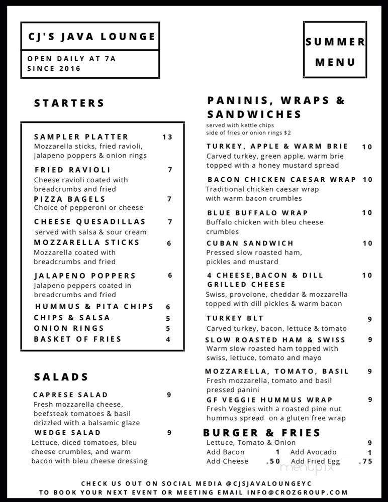 CJ's Java Lounge - Fort Lauderdale, FL menu_pic