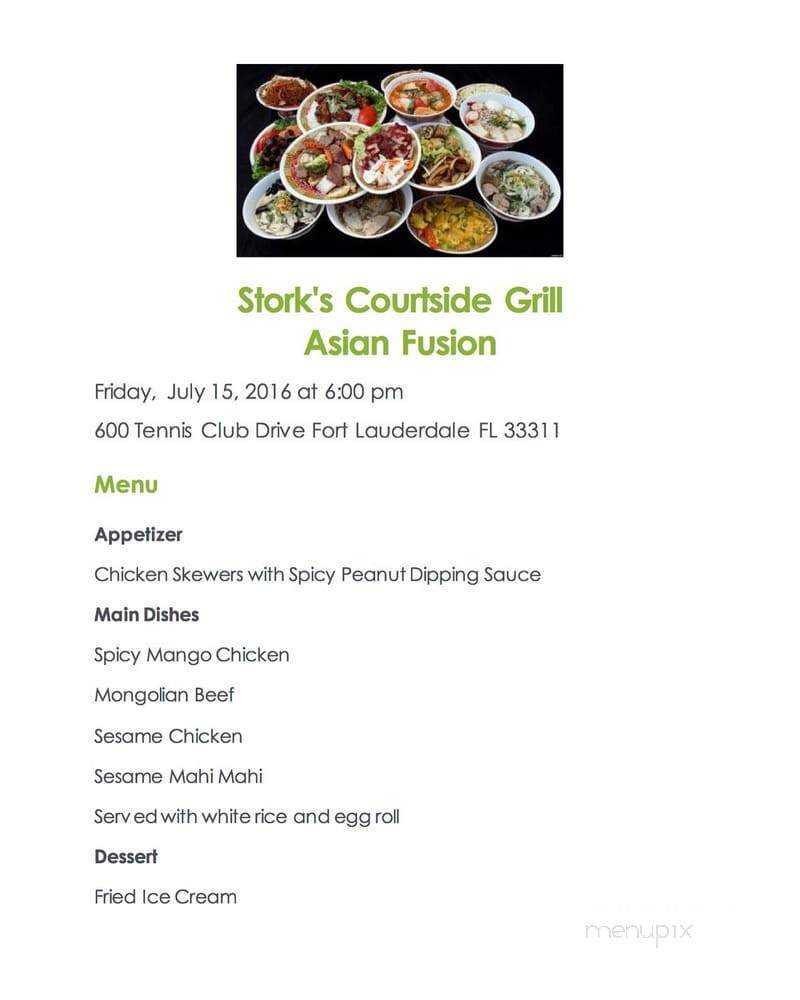 Stork's Courtside Grill - Fort Lauderdale, FL menu_pic